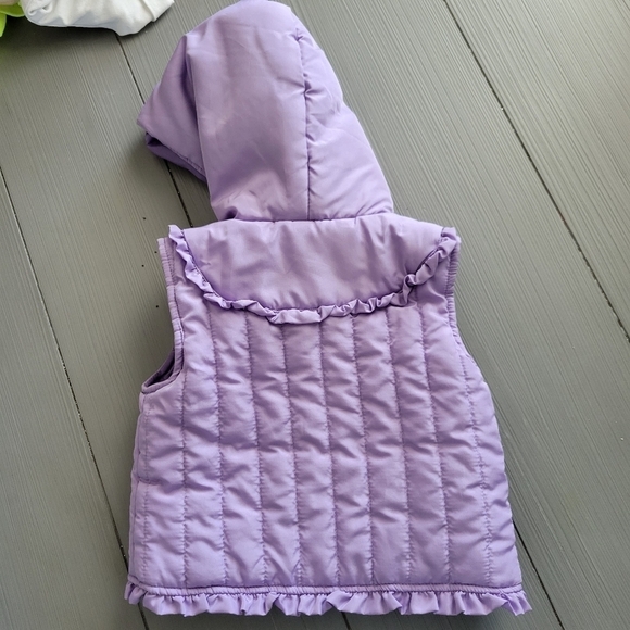 Baby Q Girl 18 Months Purple Vest Hooded Full Zip Pockets Girly Light Lilac - Picture 4 of 5